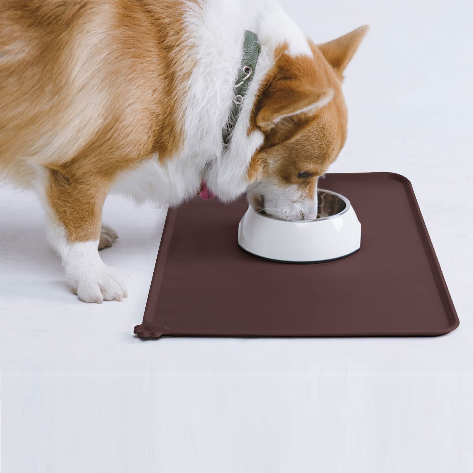 AUDWUD Non-Slip Silicone Pet Feeding Mat - Waterproof Dog Bowl Pad for Food & Water - Perfect for Messy Eaters, Kitchen Floor Protection, and Easy Cleaning
