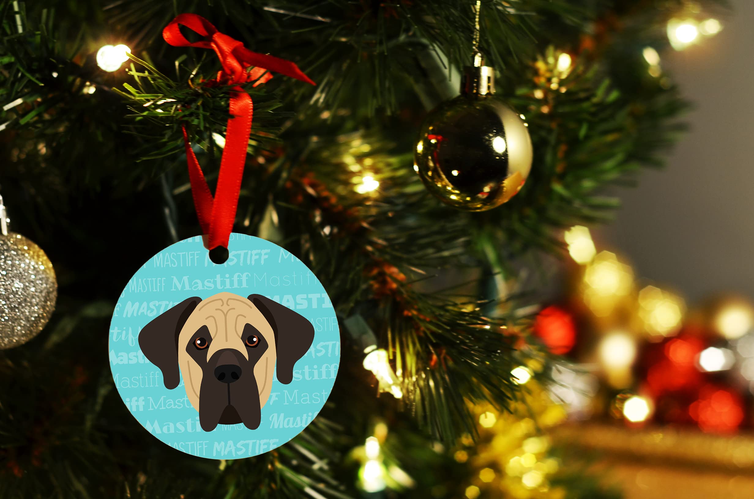 Double Sided Mastiff Dog Christmas Ornament for Holiday Decor