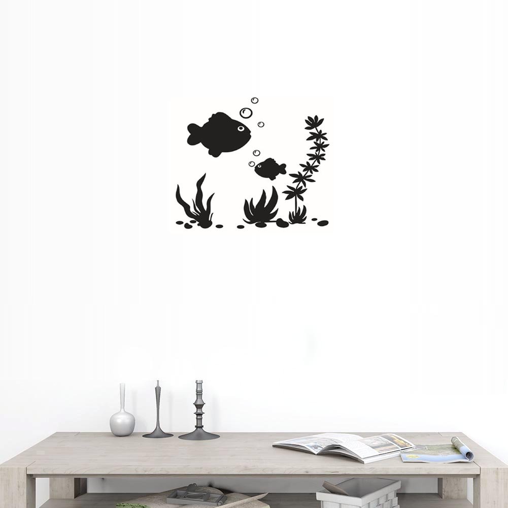 BIBITIME Underwater World Fish Wall Decal Set - Large & Small Fish, Algae, Aquatic Plants & Bubble Stickers - Removable Vinyl Nursery Decor for Kids Bedroom, Bathroom & Playroom - Perfect for Ocean Theme Rooms & Underwater Adventure Decor