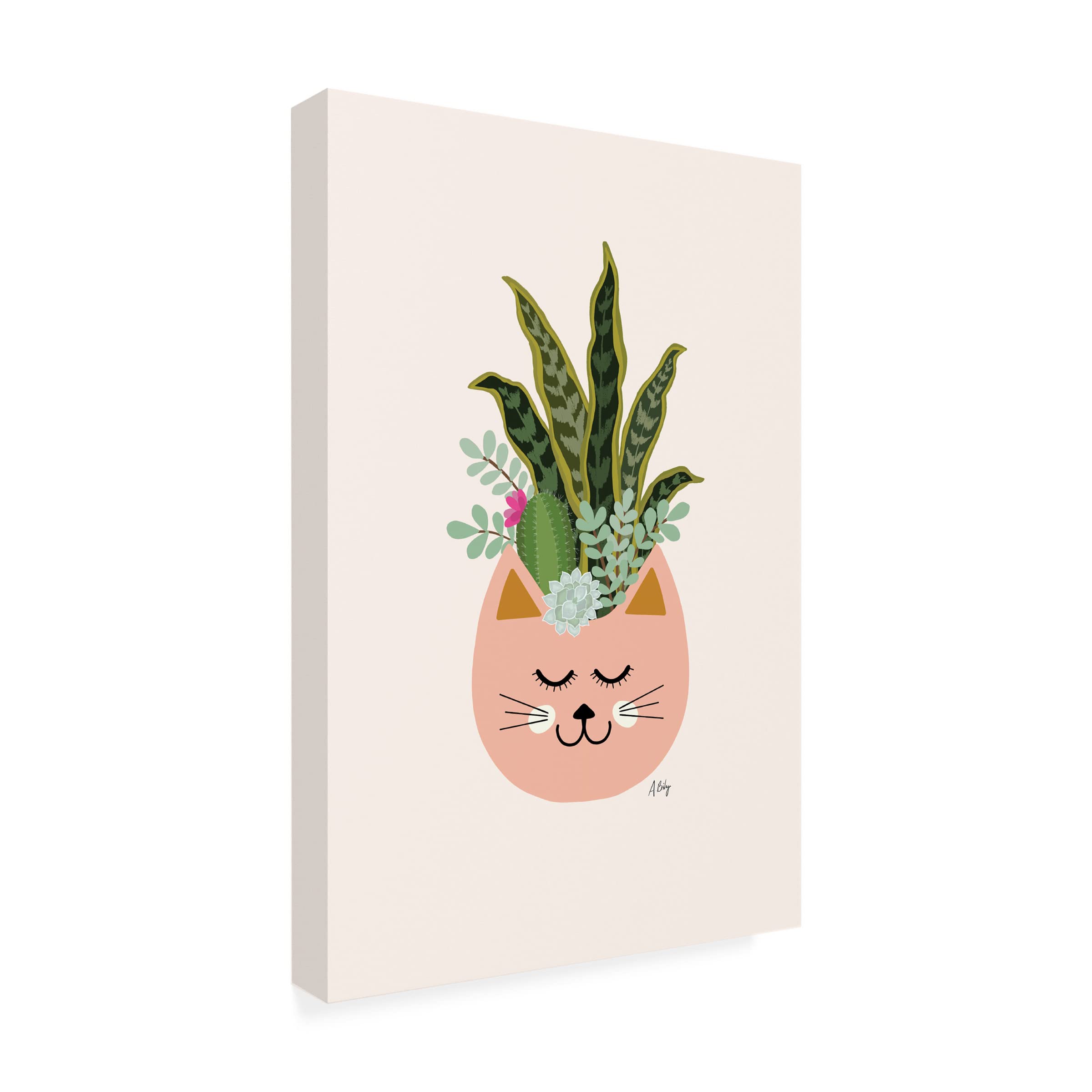 Annie Bailey Art 'Cats And Plants' Canvas Wall Art Print - Modern Home Decor for Living Room, Bedroom & Office