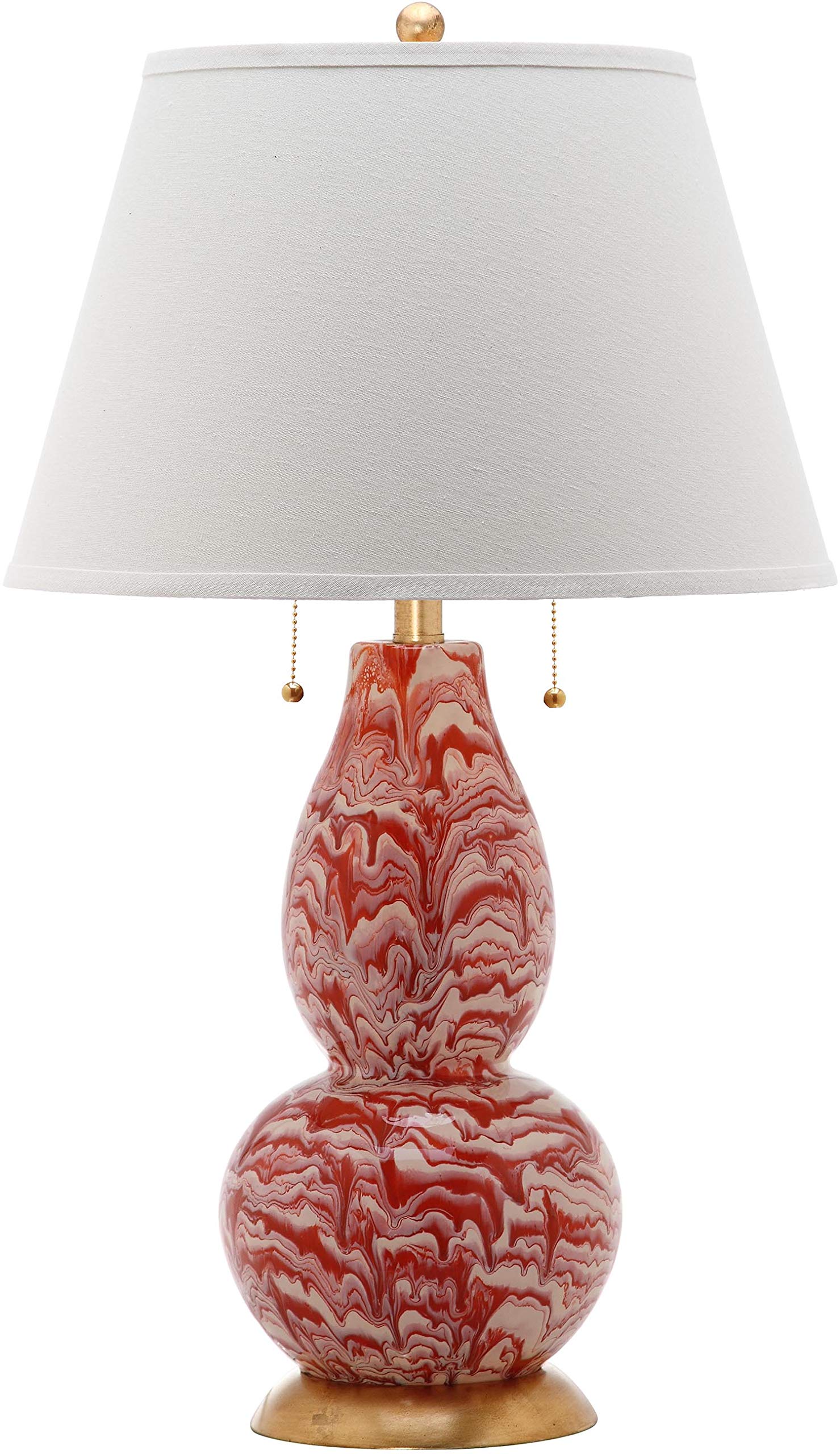 SAFAVIEH Modern Swirls Orange and White 29-Inch Table Lamp Set of 2 with LED Bulbs - Bedroom, Living Room, Home Office, Nightstand Lighting for Cozy Ambiance and Stylish Decor