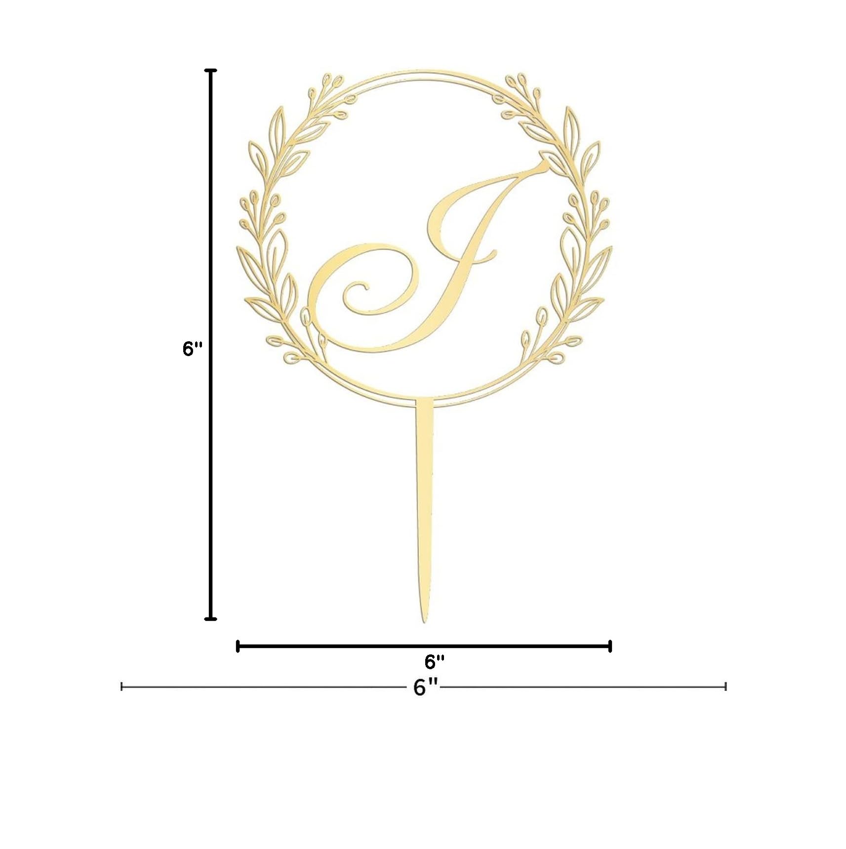 Personalized Gold Acrylic Letter Cake Topper - Wreath Initial Monogram for Wedding, Anniversary, Birthday Party Cake Decorations - Perfect for Custom Cakes, Cupcakes, and Dessert Displays (Letter J)