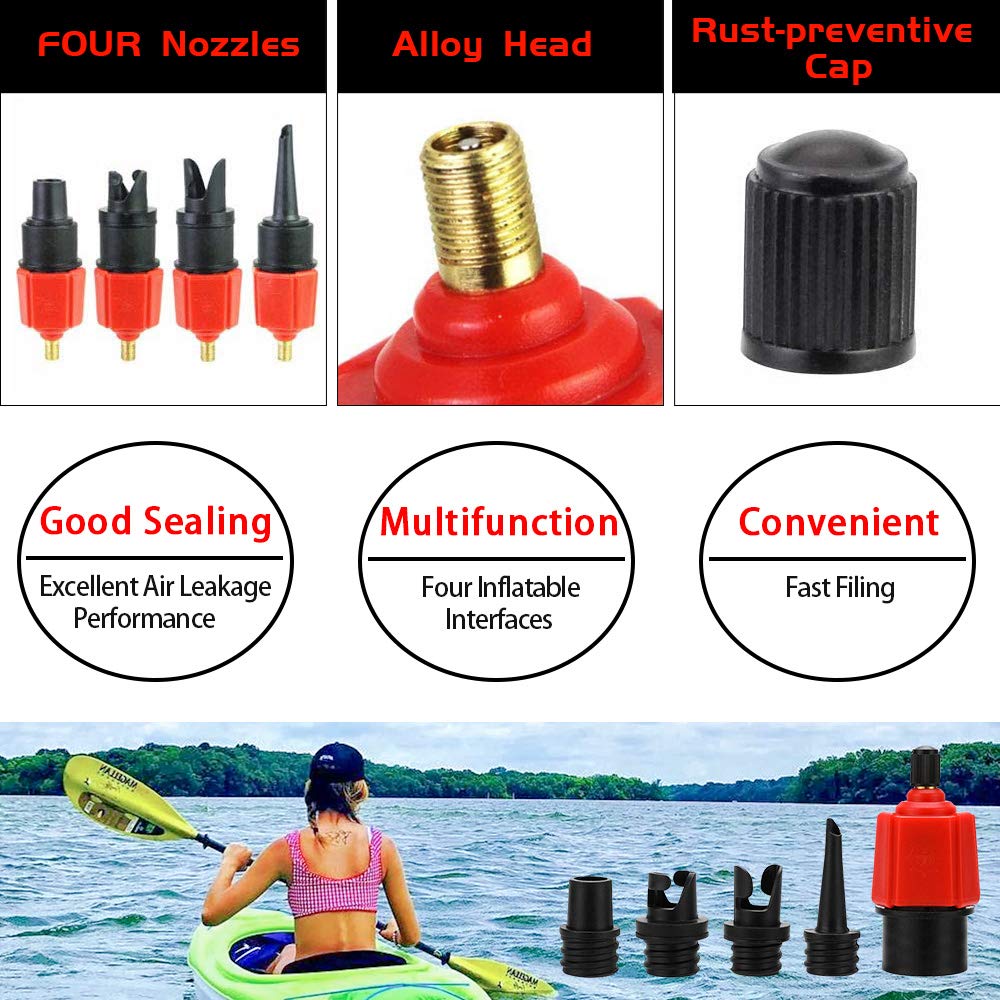 XCOZU 4-Piece Inflatable Kayak Pump Valve Adapter & Nozzle Kit - Compatible with Air Mattresses, Paddle Boards, Inflatable Boats - Perfect for Camping, Beach Trips, and Water Sports