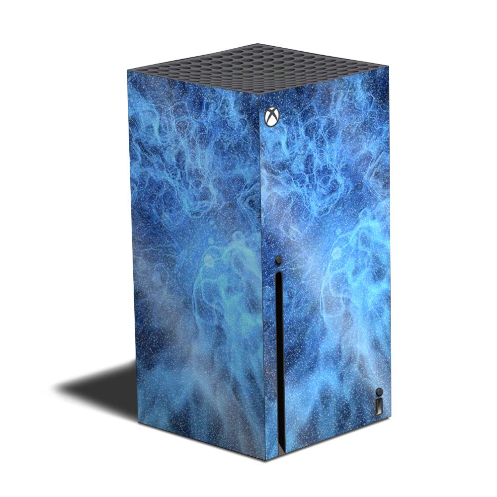 MightySkins Glossy Glitter Skin for Xbox Series X - Blue Mystic Flames | Durable High-Gloss Glitter Gaming Console Cover | Easy to Apply & Remove | Made in USA | Perfect for Gaming Setups & Personalization