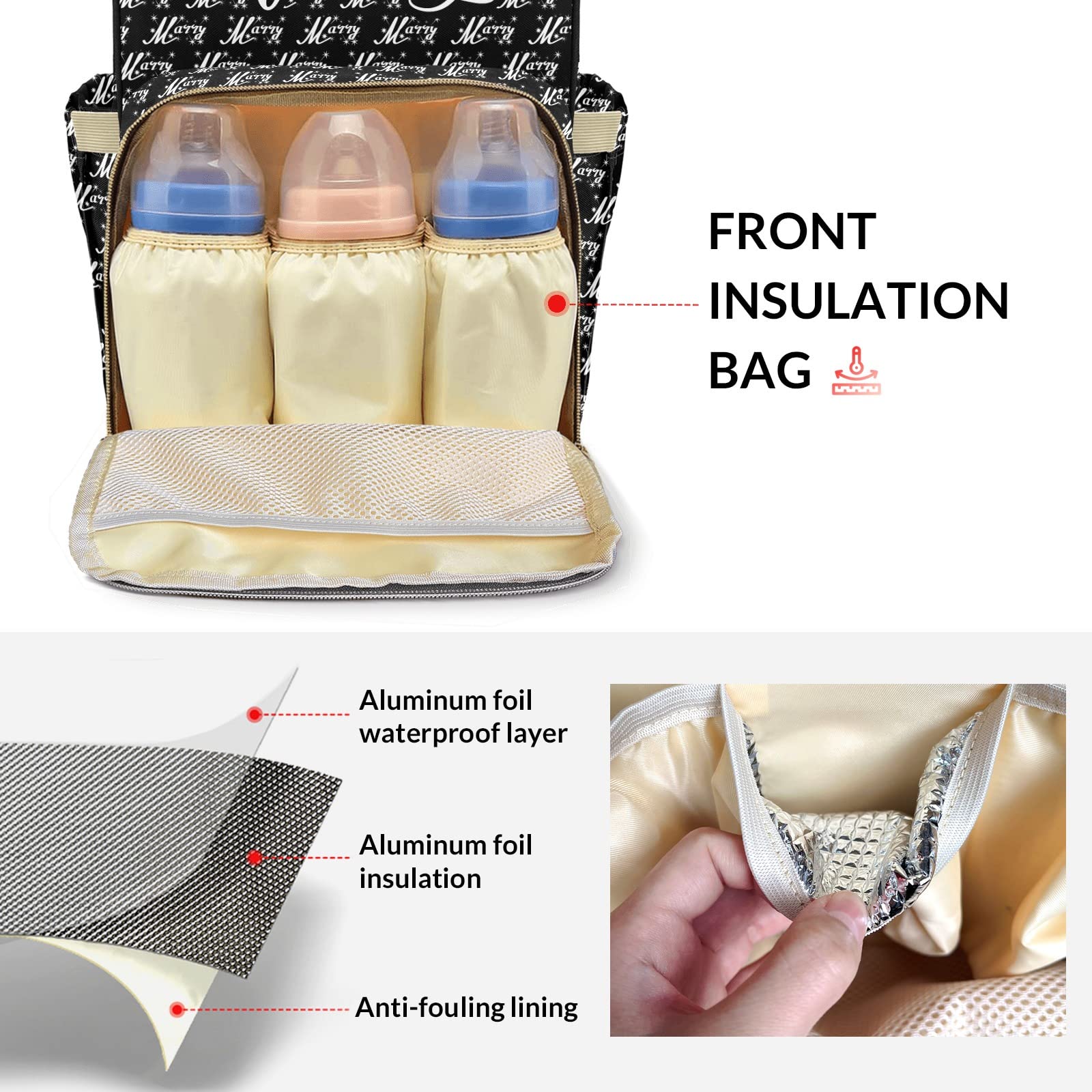 Large Capacity Personalized Diaper Backpack with Name - Waterproof Baby Diaper Bag for Boys & Girls, Multifunctional Travel Backpack for Moms | Perfect for Daycare, Travel & Everyday Use