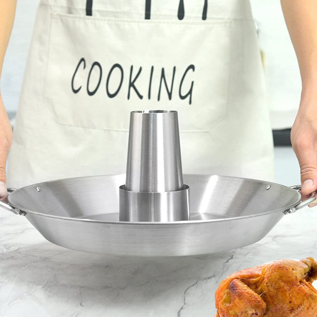 Hemoton Stainless Steel Chicken Roaster Pan with Grill Rack - Durable BBQ Tool for Grilling, Roasting, and Baking Chicken - Perfect for Backyard BBQs, Camping, and Holiday Cooking