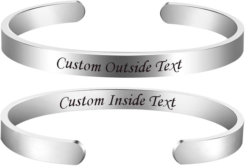 Custom Inspirational Mantra Bracelet - Gold/Silver Plated Stainless Steel Engraved Bangle for Women & Men | Motivational Gift with Personalized Message | Perfect for Yoga, Meditation, Daily Wear & Special Occasions