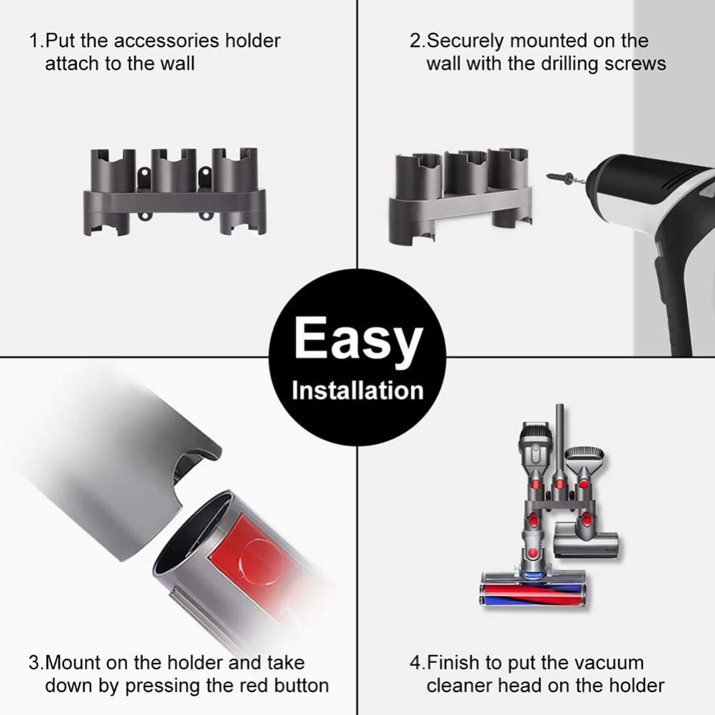 Hemoton Vacuum Cleaner Brush Holder - Wall Mount Storage Rack for Cleaning Accessories