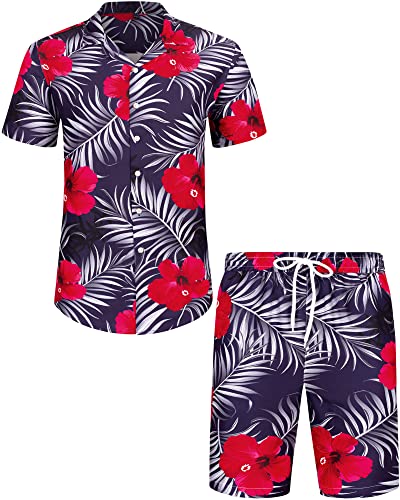 Red Flower-navy Blue