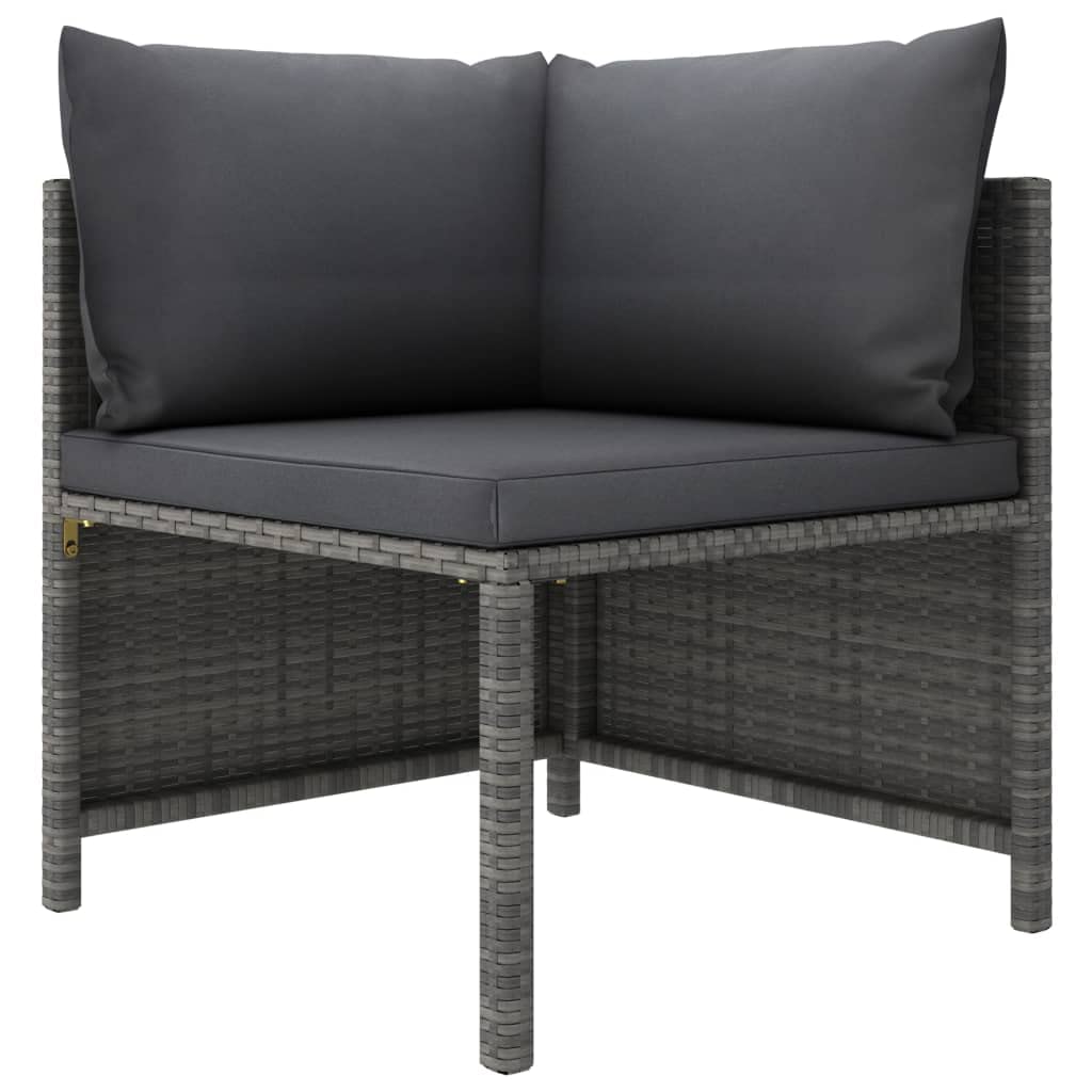 vidaXL 3-Piece Outdoor Patio Lounge Set with Cushions - Durable Poly Rattan Furniture in Gray & Anthracite - Perfect for Garden, Poolside or Backyard Relaxation