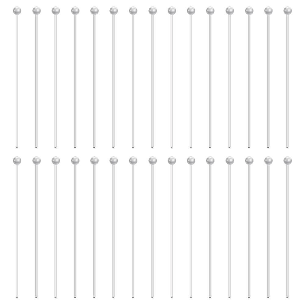 BENECREAT 30Pcs 925 Sterling Silver Ball Head Pins - 24 Gauge Jewelry Making Supplies for Earrings, Bracelets & DIY Crafts - 1.2 Inch Long Silver Wire Findings (Perfect for Beading, Wire Wrapping & Handmade Jewelry Design)