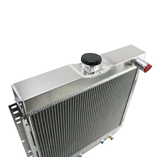 4 Row Aluminum Radiator for 63-77 Ford Mustang Falcon Torino Fairlane - Compatible with 3.3L 4.1L L6 & 5.0L V8 Gas Engines - High Performance Cooling Upgrade for Classic Car Restoration & Hot Rod Builds