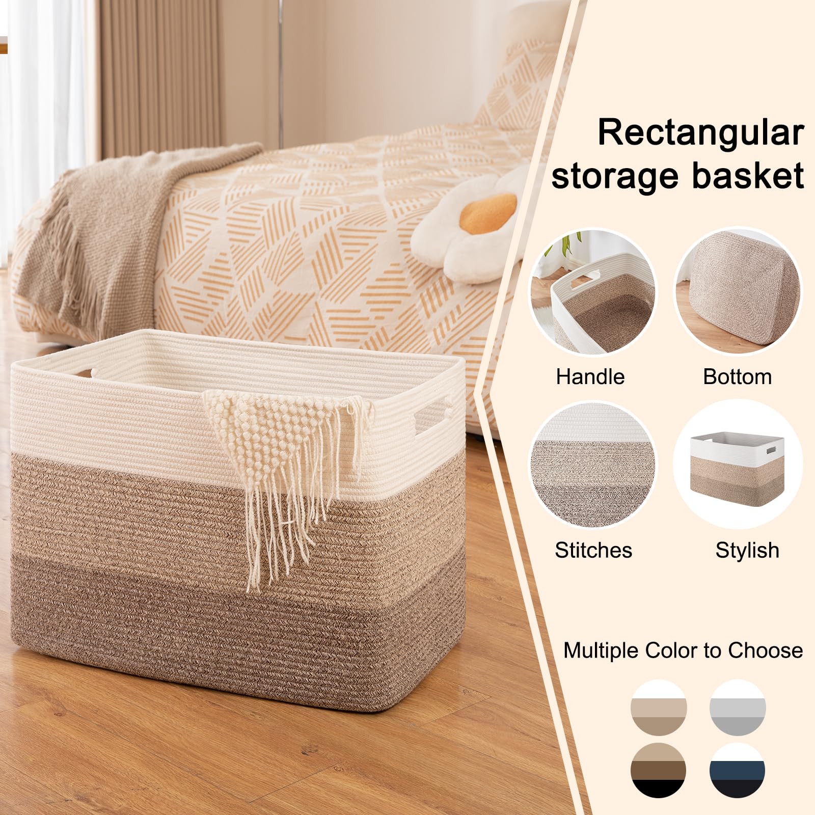 OIAHOMY 108L Super Large Woven Storage Basket with Handle, 25