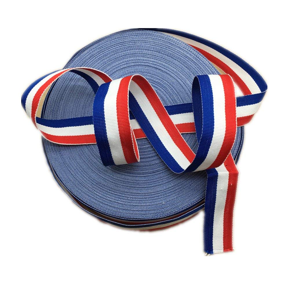 Red White and Blue Grosgrain Ribbon - 50 Yards Patriotic American Flag Striped Ribbon for 4th of July Decorations, Independence Day Party Supplies, DIY Crafts & Gift Wrapping
