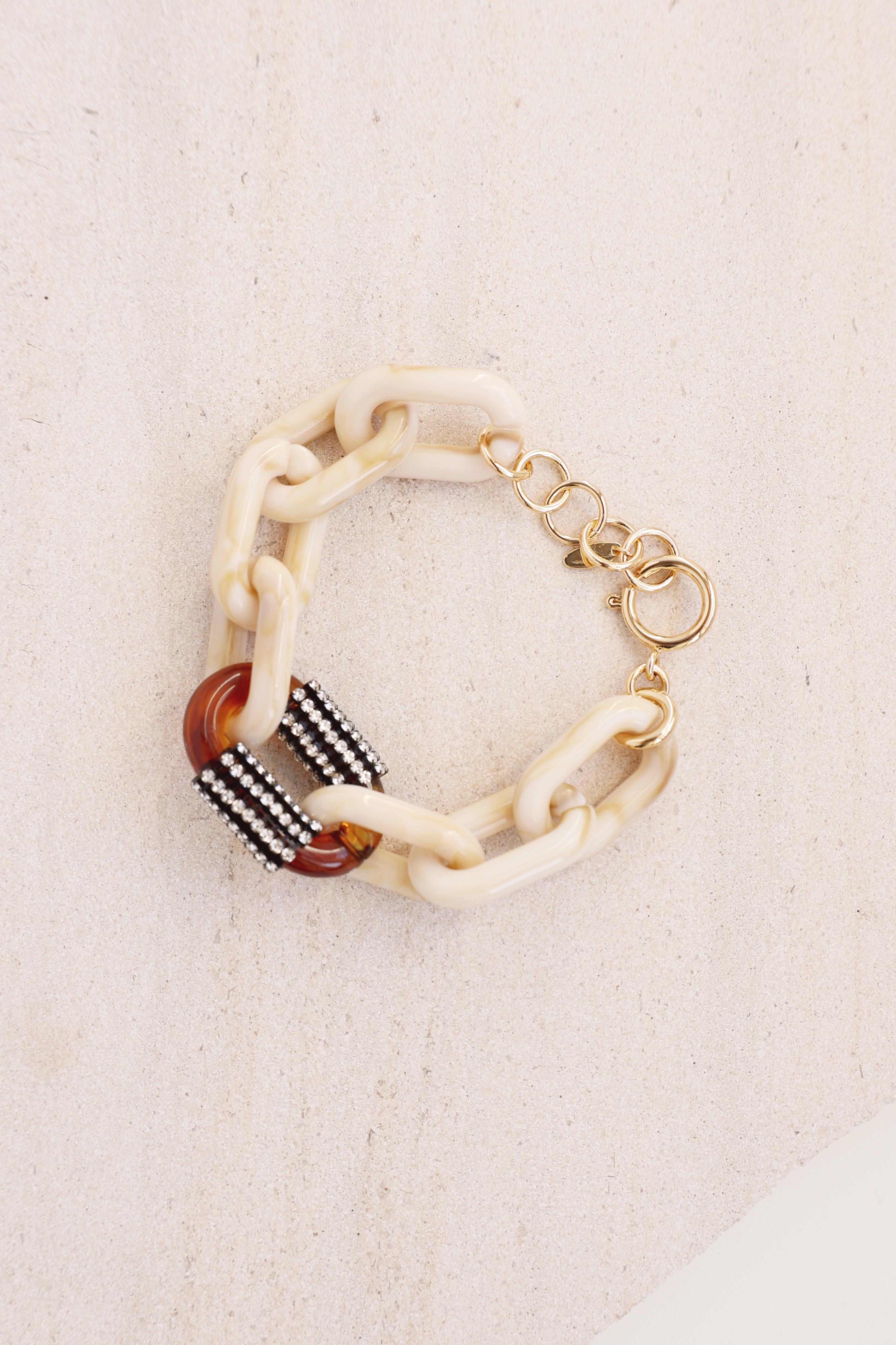 Stylish Resin Chain Link Bracelet with Rhinestones - Elegant Bling Jewelry for Women - Perfect for Parties, Weddings & Everyday Wear