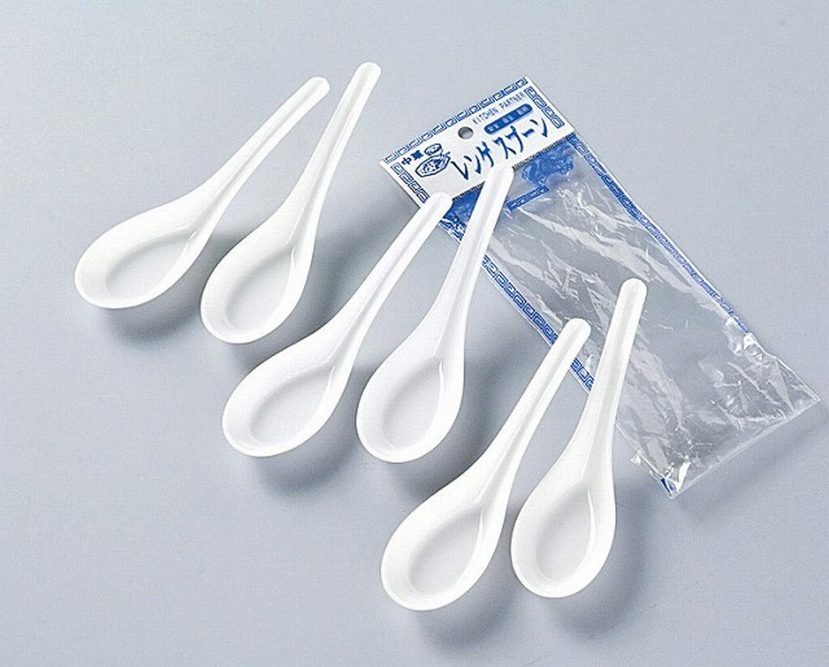 Premium Japanese Soup Spoons Set of 6 - Authentic Wonton, Rice, Pho & Ramen Spoons - Made in Japan - Elegant White Tableware for Asian Cuisine, Noodle Soups & Home Dining