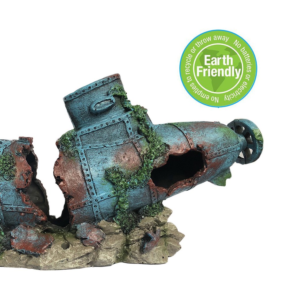 SLOCME Aquarium Submarine Ornaments - Resin Shipwreck Decor, Sunken Ship Model for Fish Tank | Eco-Friendly Underwater Decorations for Freshwater & Saltwater Aquariums | Perfect for Home, Office & Kids' Fish Tank Themes