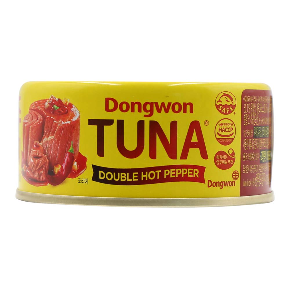 Dongwon Premium Tuna Chunks & Flakes in Spicy Double Hot Pepper Sauce - 5.29oz Can - Perfect for Sandwiches, Salads & Korean Dishes