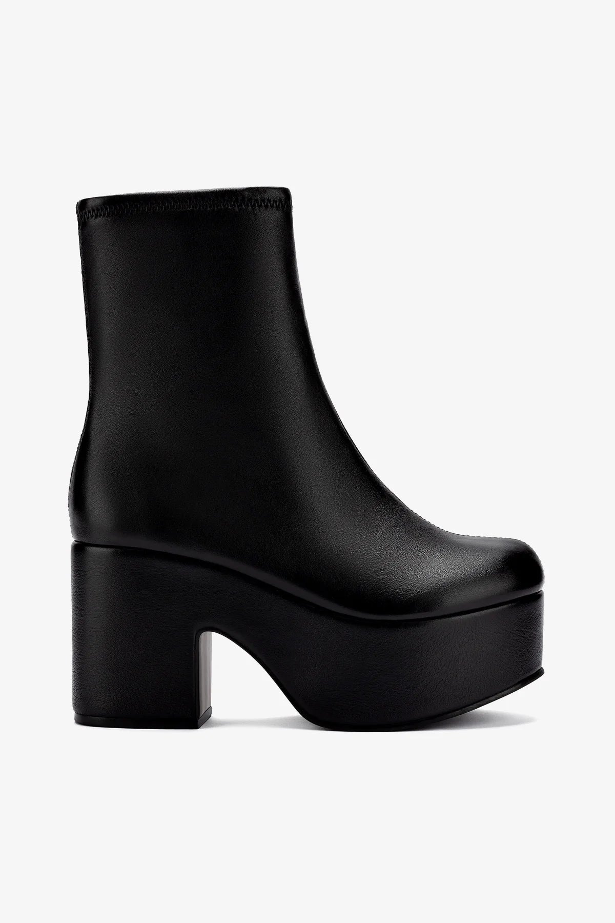 Miso Platform Boots for Women - Black Stretch Leather Ankle Boots - Comfortable & Stylish for Fall/Winter Fashion, Office Wear & Night Out