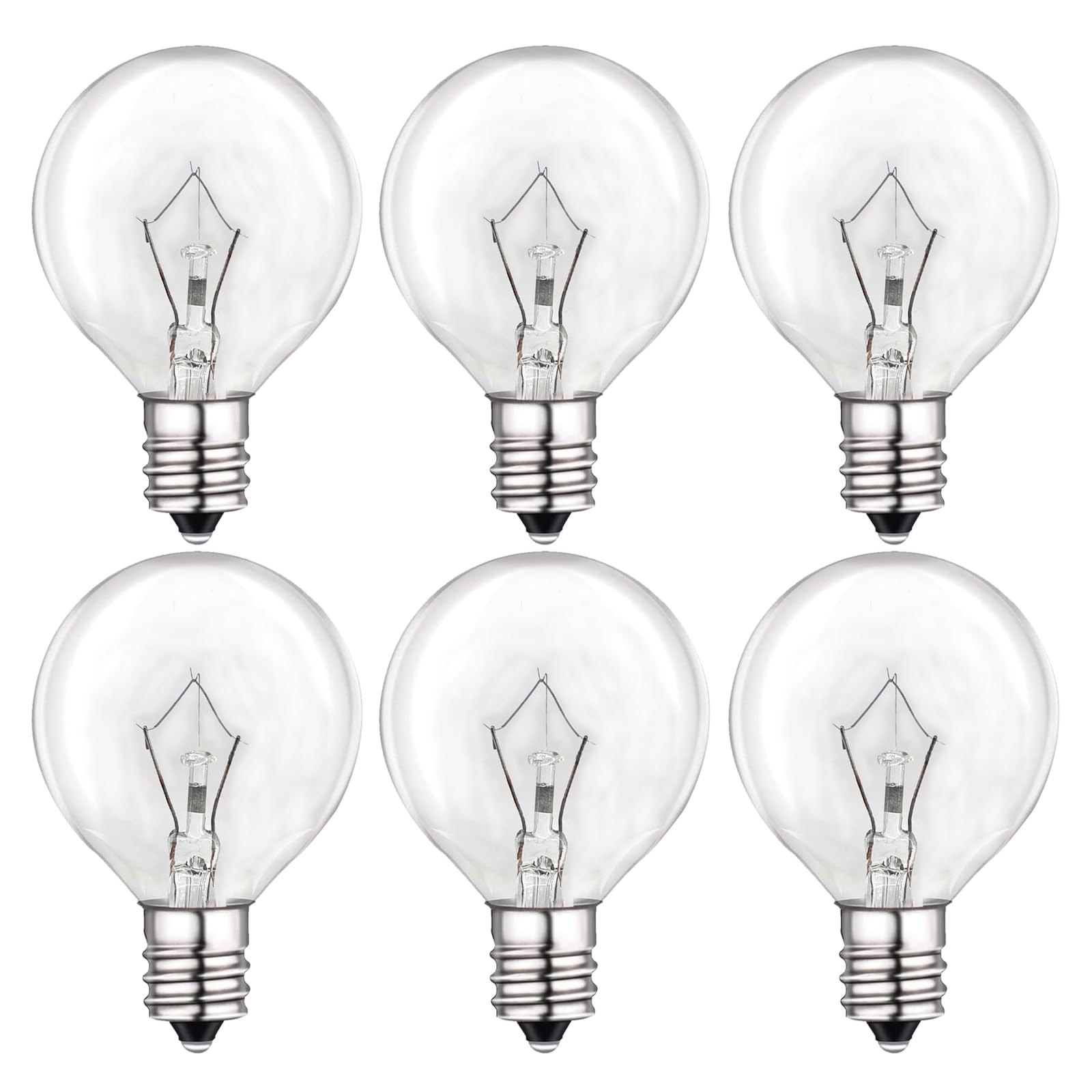 25 Watt Wax Warmer Bulbs - 6 Pack G40 E12 Base Light Bulbs for Scentsy Warmers, 120V Dimmable Warm White Candle Lamp Bulbs - Perfect for Aromatherapy, Home Fragrance & Relaxation Spaces