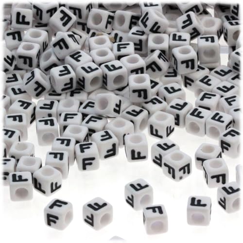White with Black Text Letter F