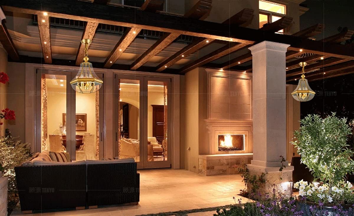 Waterproof Copper Outdoor Chandeliers - Elegant Landscape & Garden Lighting for Villa, Staircase, and Entrance Decor | Perfect for Patio, Backyard, and Outdoor Wedding Lighting