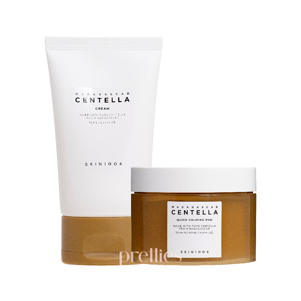 SKIN1004 Madagascar Centella Soothing Moisturizer Set - Hydrating Face Cream & Calming Pads for Sensitive Skin | Korean Skincare Routine, Daily Moisturizing & Redness Relief