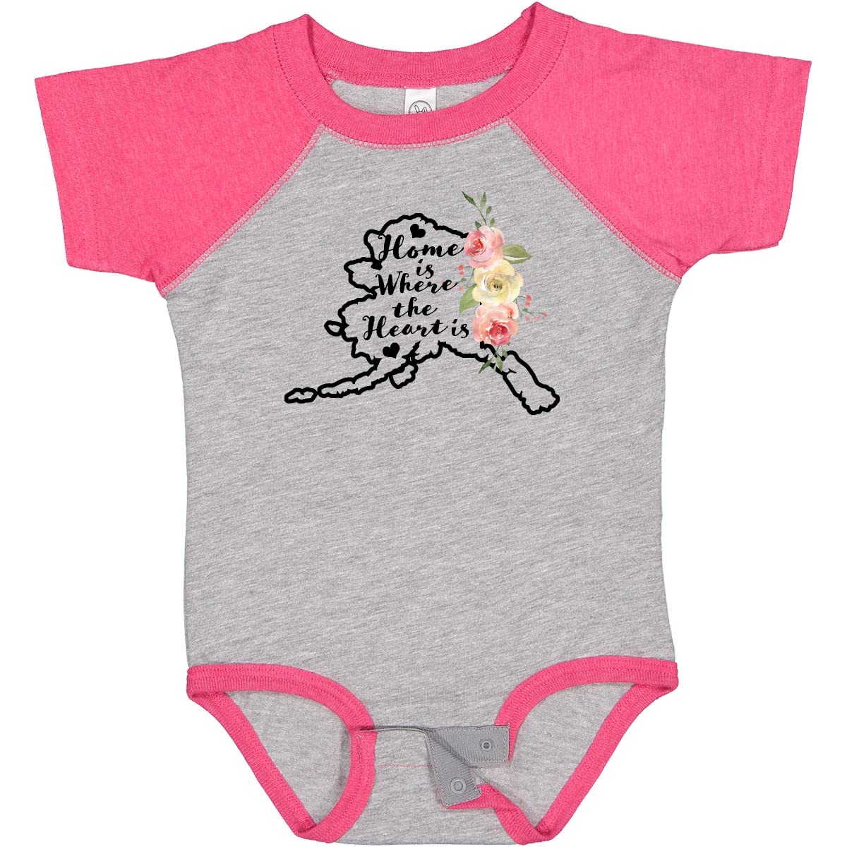 Inktastic Alaska Home is Where The Heart is Watercolor Floral Baby Bodysuit - Soft Cotton Infant Onesie for Newborns, Baby Showers & Family Photos