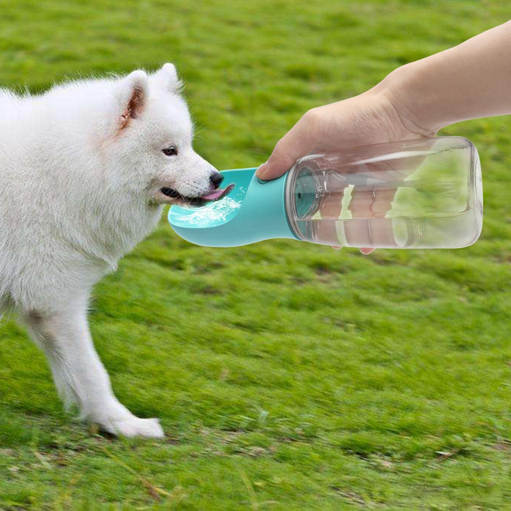 20oz Portable Dog Water Bottle with Bowl - Leak Proof, Food Grade ABS, Lightweight Pet Travel Water Dispenser for Outdoor Walking, Hiking & Travel - Blue
