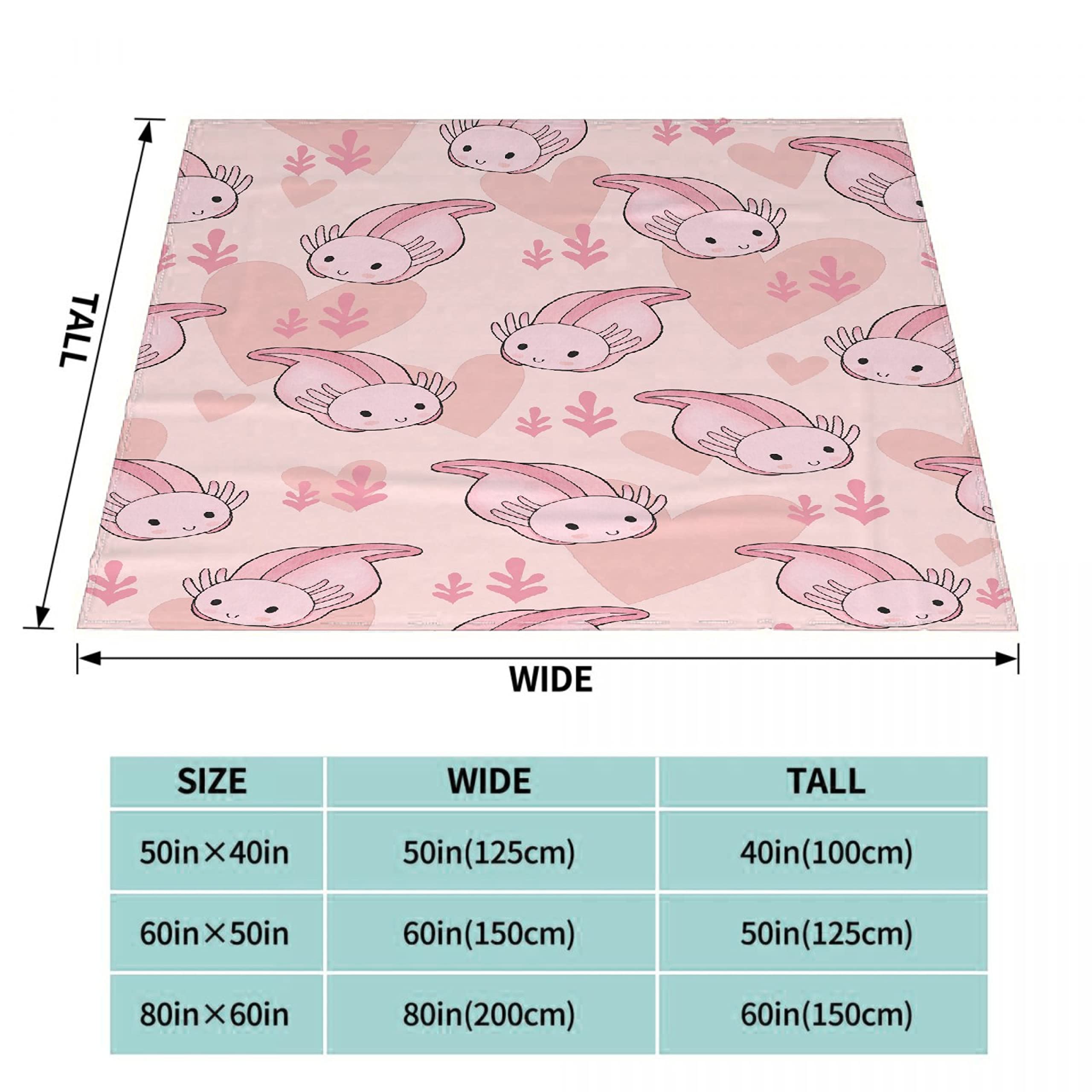 Soft Cozy Plush Fleece Axolotl Blanket - Lightweight Warm Throw for Girls, Women & Men - Funny Pink Animal Gift for Axolotl Lovers - Perfect for Sofa, Couch, Travel, Camping & Family Use