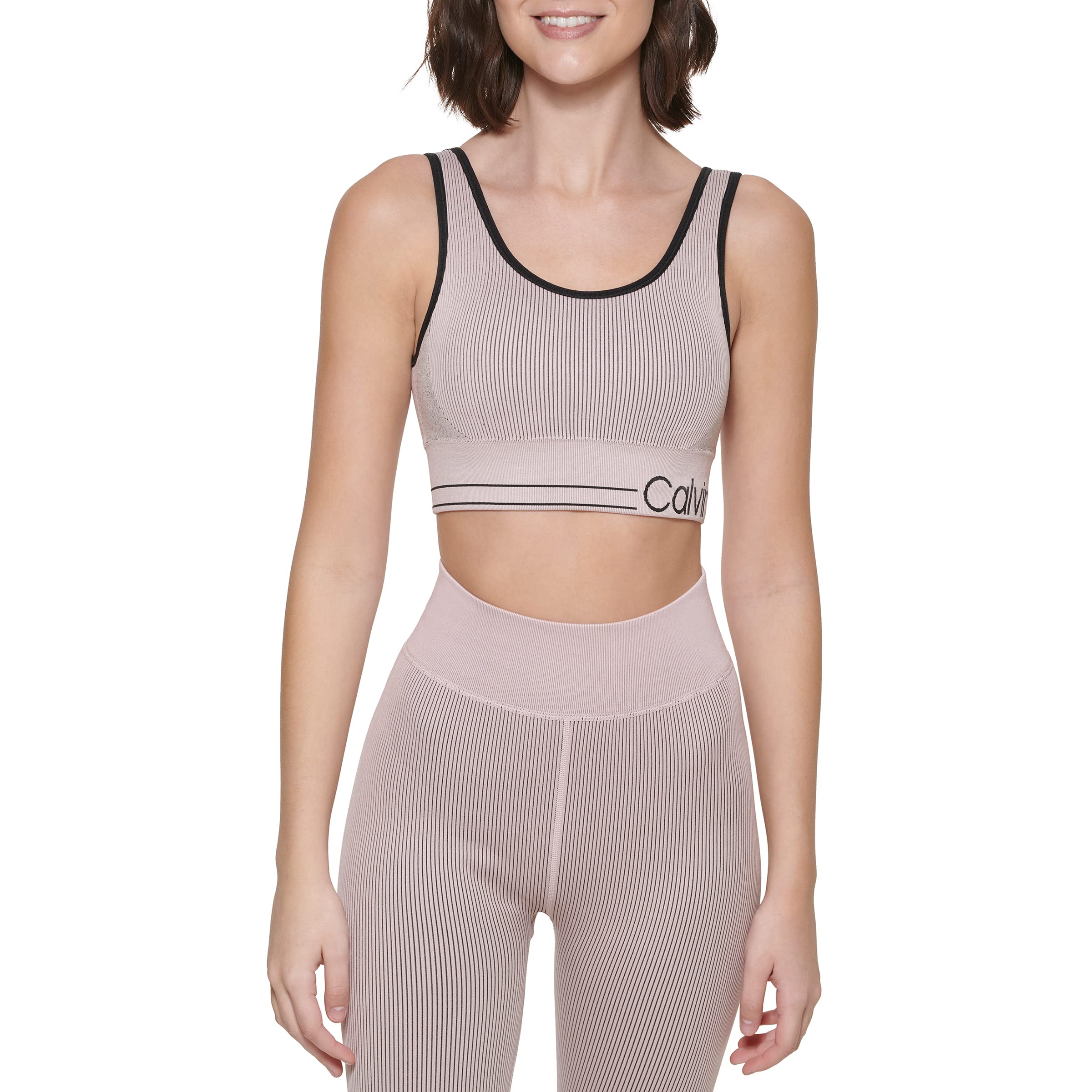 Calvin Klein Women's Medium Impact Sports Bra with Removable Pads - Moisture-Wicking Workout Top for Running, Yoga & Gym