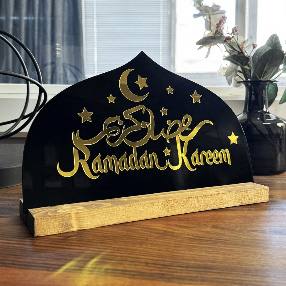 Ramadan Kareem Islamic Decor - Arabic Calligraphy Tabletop Decoration for Home & Office - Perfect Gift for Eid, Iftar & Muslim Holidays