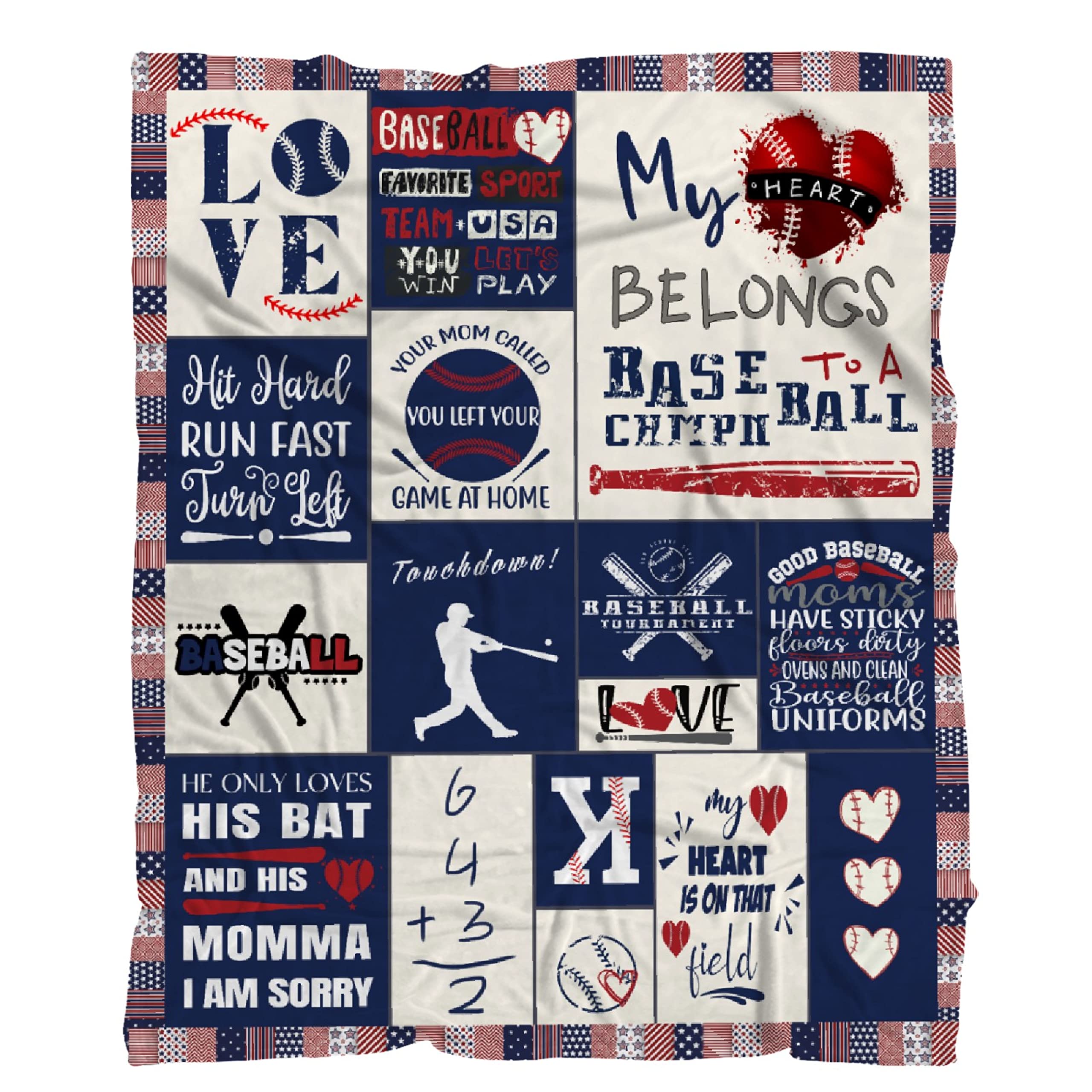 Khumbhira Baseball Blanket - Extra Large 120x90In Soft Flannel Fleece Throw for Boys, Girls & Adults - Lightweight Plush Quilt for Bed, Couch, Chair - Perfect Gift for Baseball Fans & Home Decor