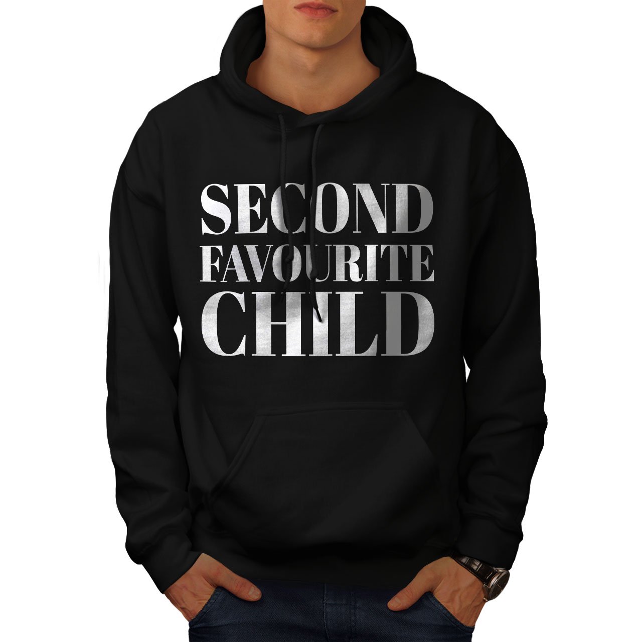 Funny Wellcoda Second Favorite Child Men's Hoodie - Comfortable Hooded Sweatshirt for Casual Wear, Gifts & Family Gatherings