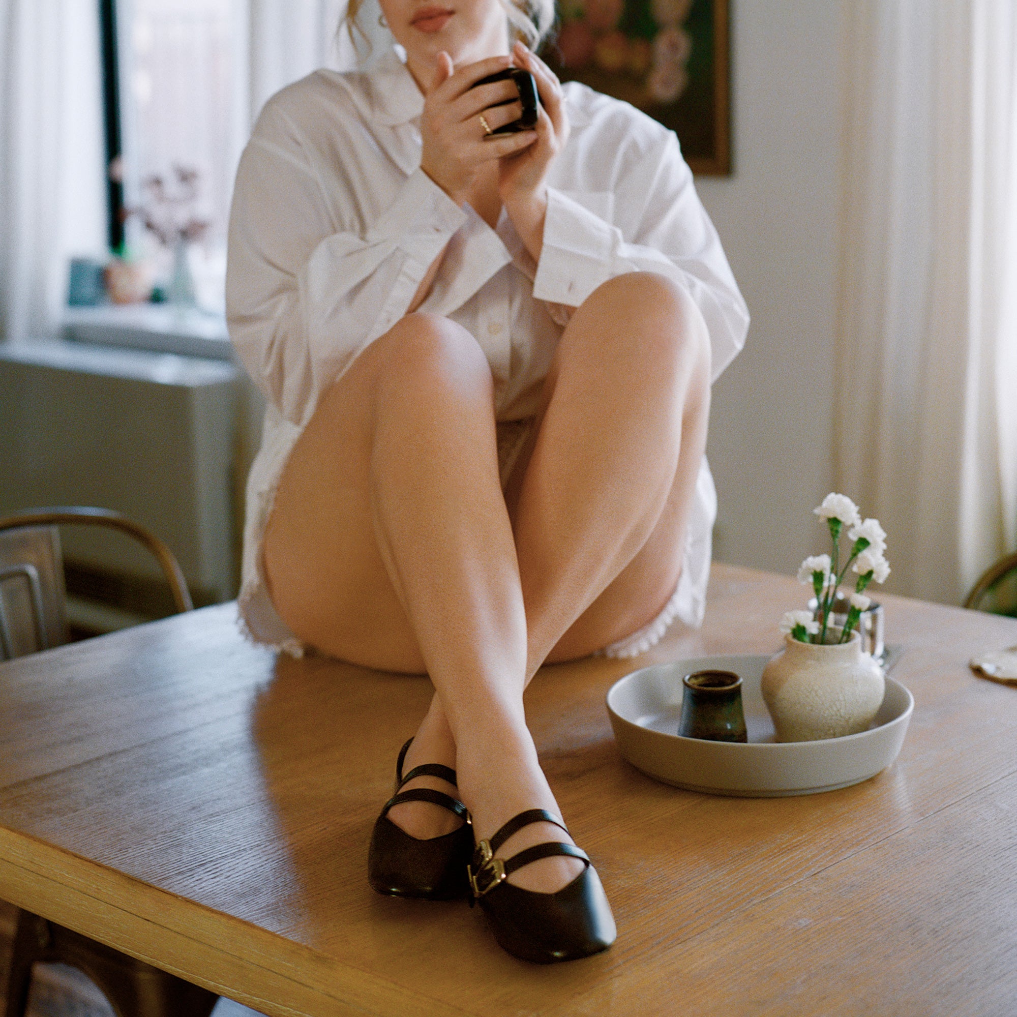 BAYLEE Women's Black Leather Ballet Flats - Comfortable & Stylish Shoes for Work, Travel & Everyday Wear