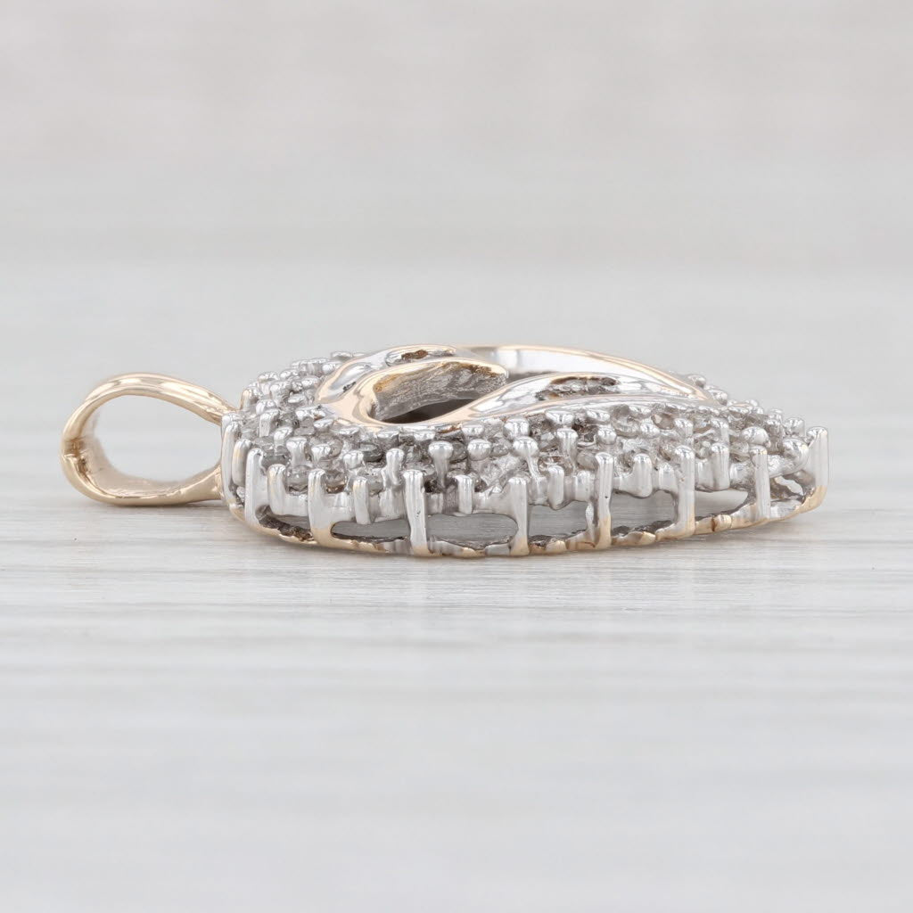 0.36ctw Diamond Cluster Open Heart Pendant in 10k Yellow & White Gold - Elegant Jewelry Gift for Women, Perfect for Valentine's Day, Anniversary & Special Occasions