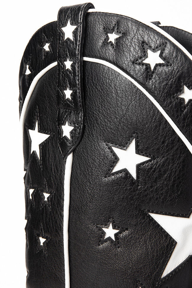 Dollie Black and White Star Print Ankle Boots for Women - Stylish & Comfortable - Perfect for Casual Outfits, Parties, and Everyday Wear