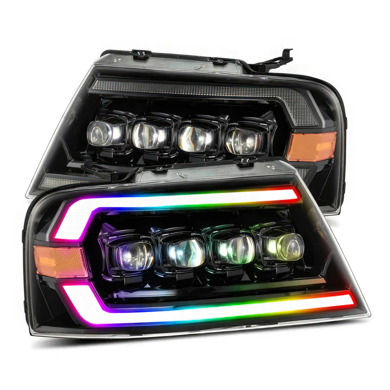 Alpharex Multicolor LED Headlights for Ford F150 (2004-2008) & Lincoln Mark LT (2006-2008) - Flow Series with RGB Lighting | Upgrade for Off-Road & Night Driving