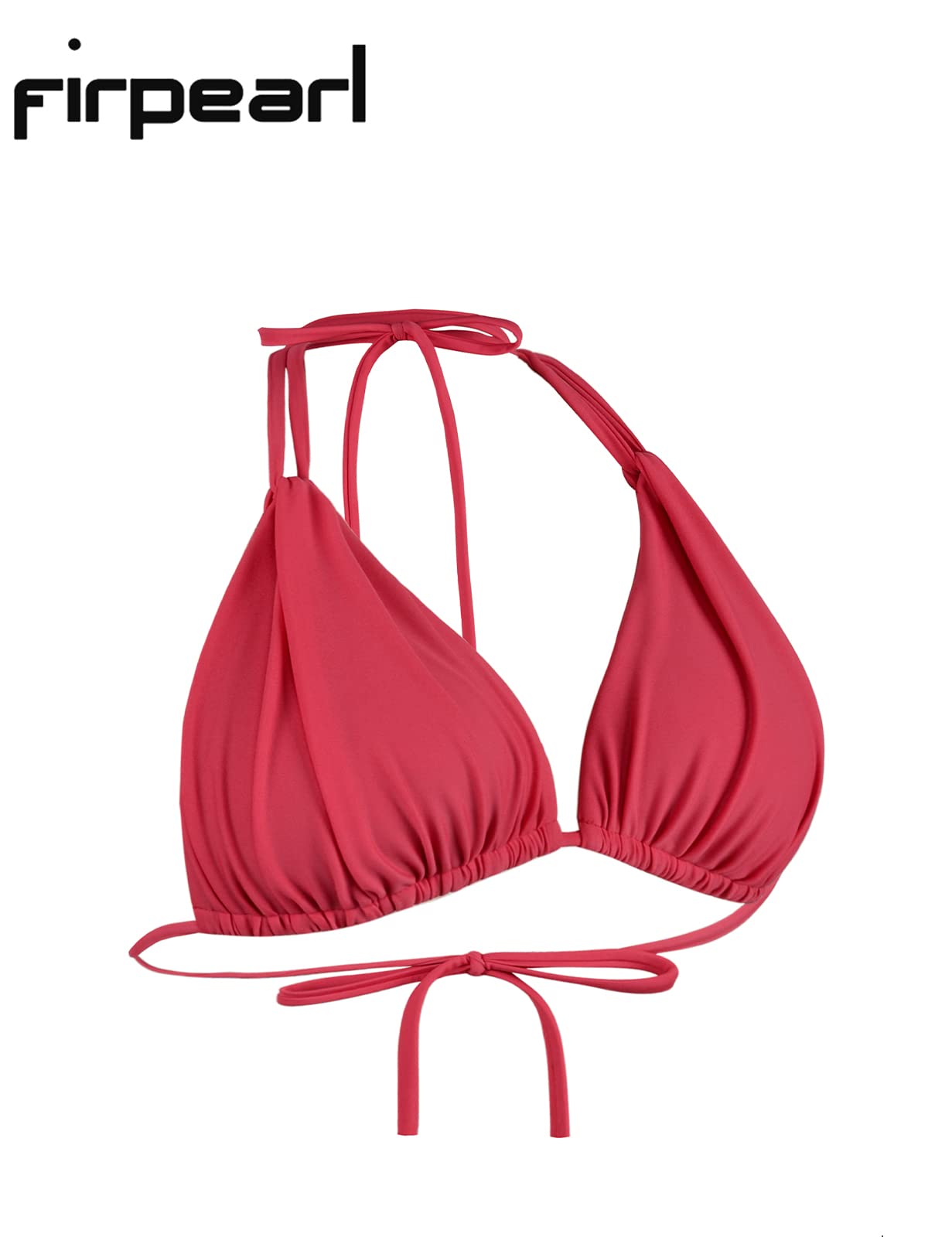 Firpearl Women's Push Up Triangle Bikini Top - Adjustable Halter Swimsuit with Ruching for Beach, Pool & Summer Vacation