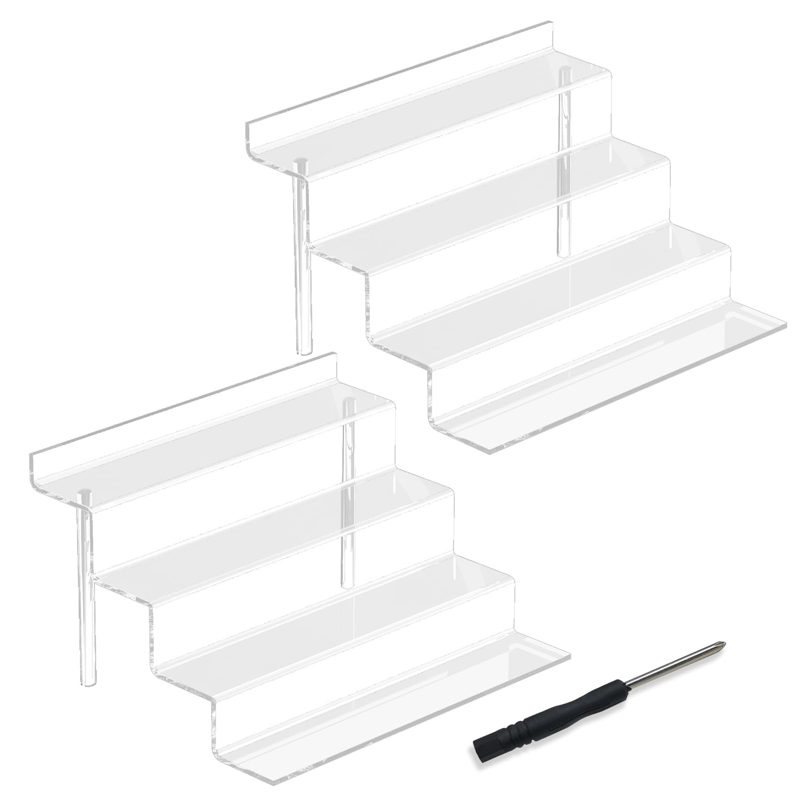 2 Pack Clear Acrylic Risers Display Stands - 4 Tier 9