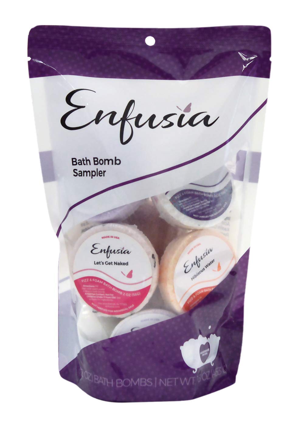 Enfusia Bath Bomb Sampler - 8 Pack Individually Wrapped Variety for Relaxation & Moisturizing | Vegan, Natural, Clean Ingredients | Aromatherapy Spa Gift for Women, Girls & Moms | Perfect for Home Spa Nights & Self-Care Routines