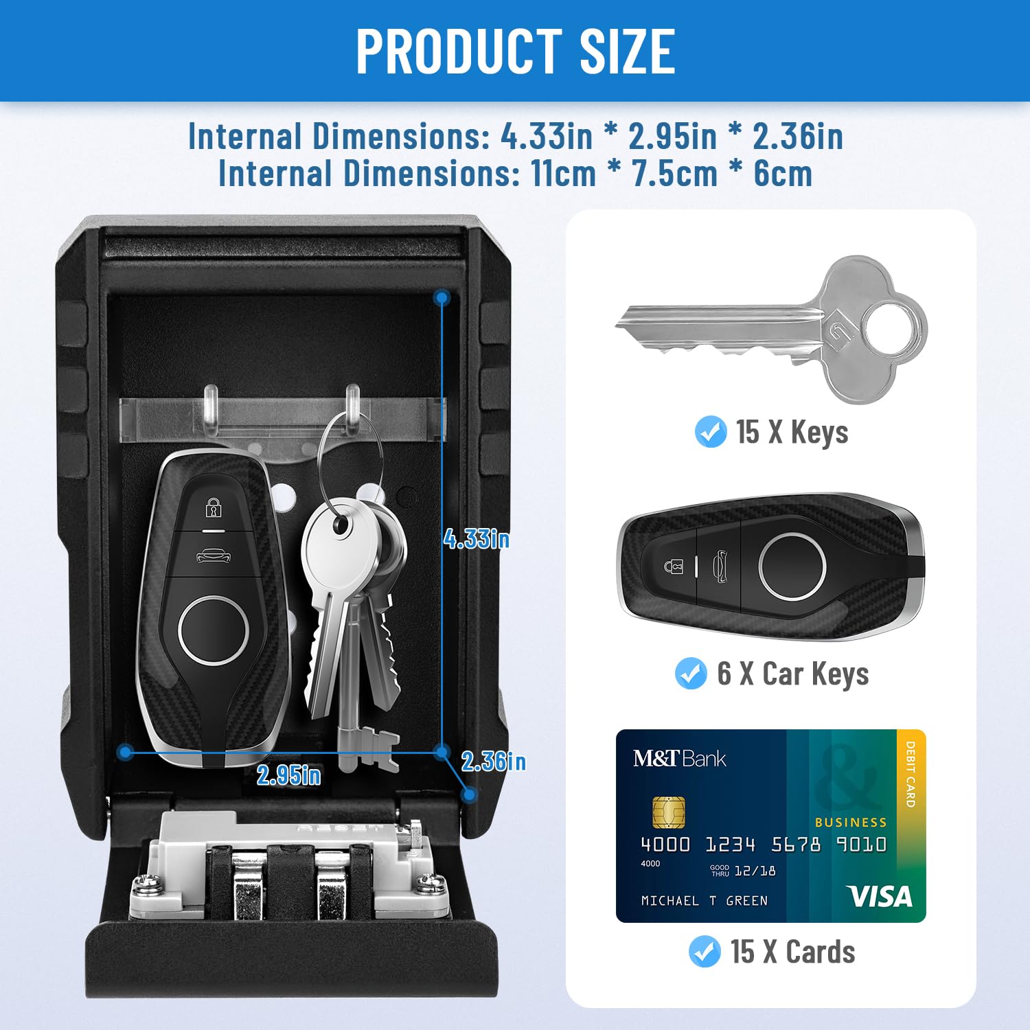 BKNOOU Large Waterproof 4-Digit Combination Lock Box for Keys - Outdoor Wall Mount Key Safe with Resettable Code - Perfect for Realtors, Home, Office & Warehouse Security (Weatherproof Key Storage Solution)