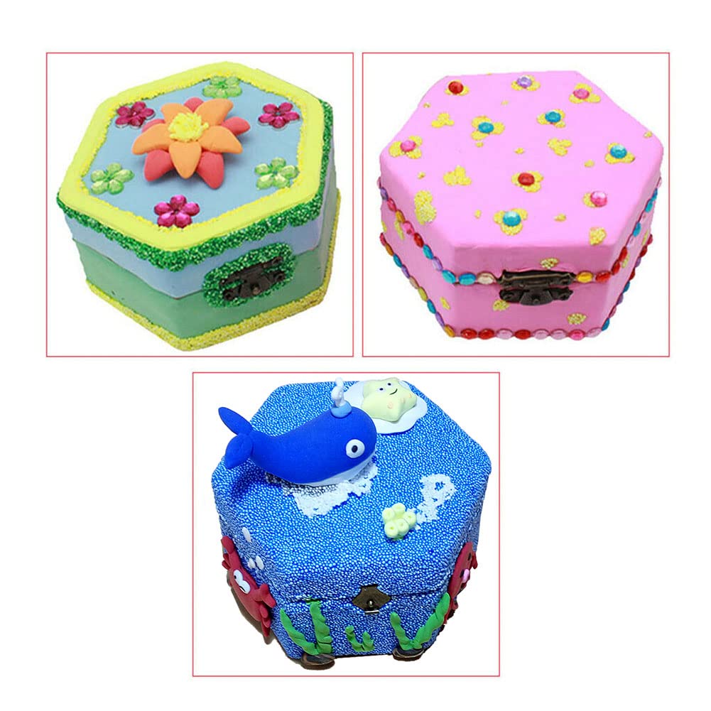 Hexagon Unfinished Wooden Jewelry Box - DIY Unpainted Storage Chest for Rings, Necklaces & Treasures (2.5