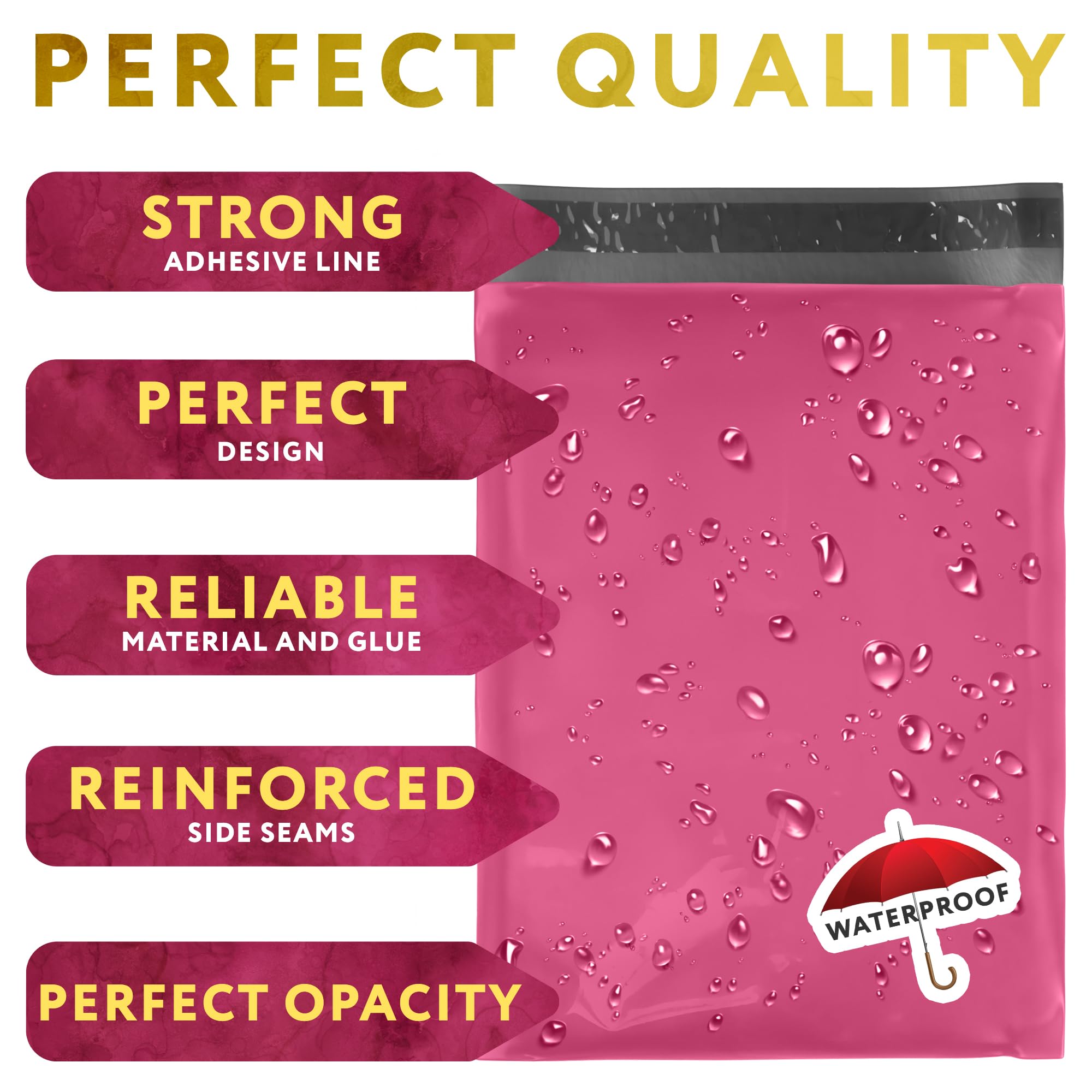 1000 Pack 10x13 Inch Hot Pink Poly Mailers - 2 Mil Self Sealing Polyethylene Shipping Envelopes for Clothing | Waterproof Mailing Bags for Ecommerce, Apparel & Retail Shipping
