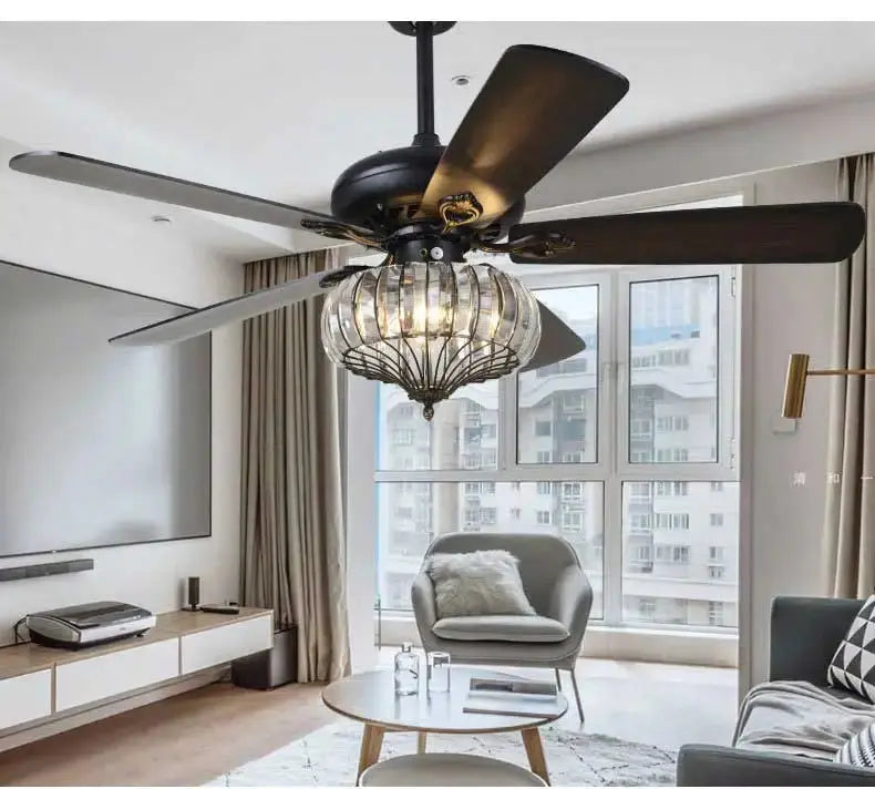52 Inch Tulis Chandelier Ceiling Fan with LED Light - Modern Crystal Ceiling Fan for Living Room, Bedroom & Dining Room - Remote Control & Reversible Motor for Year-Round Comfort