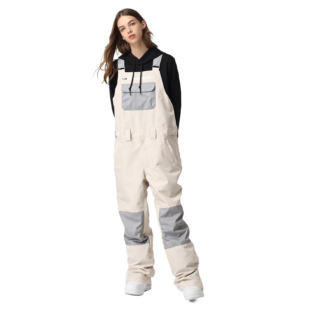 HOTIAN Women's & Men's Waterproof Snow Bibs - Adjustable Winter Ski Overalls with Pockets for Snowboarding & Outdoor Activities | Ripstop Ski Pants for Cold Weather Adventures