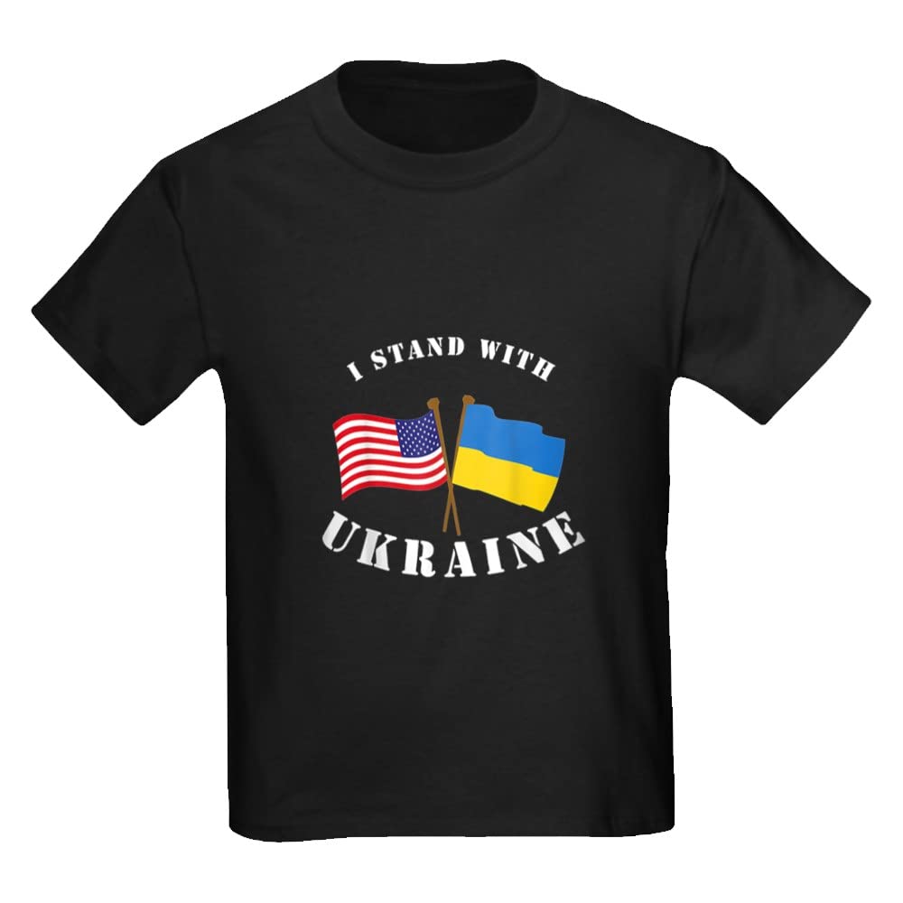 I Stand with Ukraine Flag America Youth Kids Tee - Patriotic Support Shirt for Boys & Girls - Wear to Rallies, School & Community Events