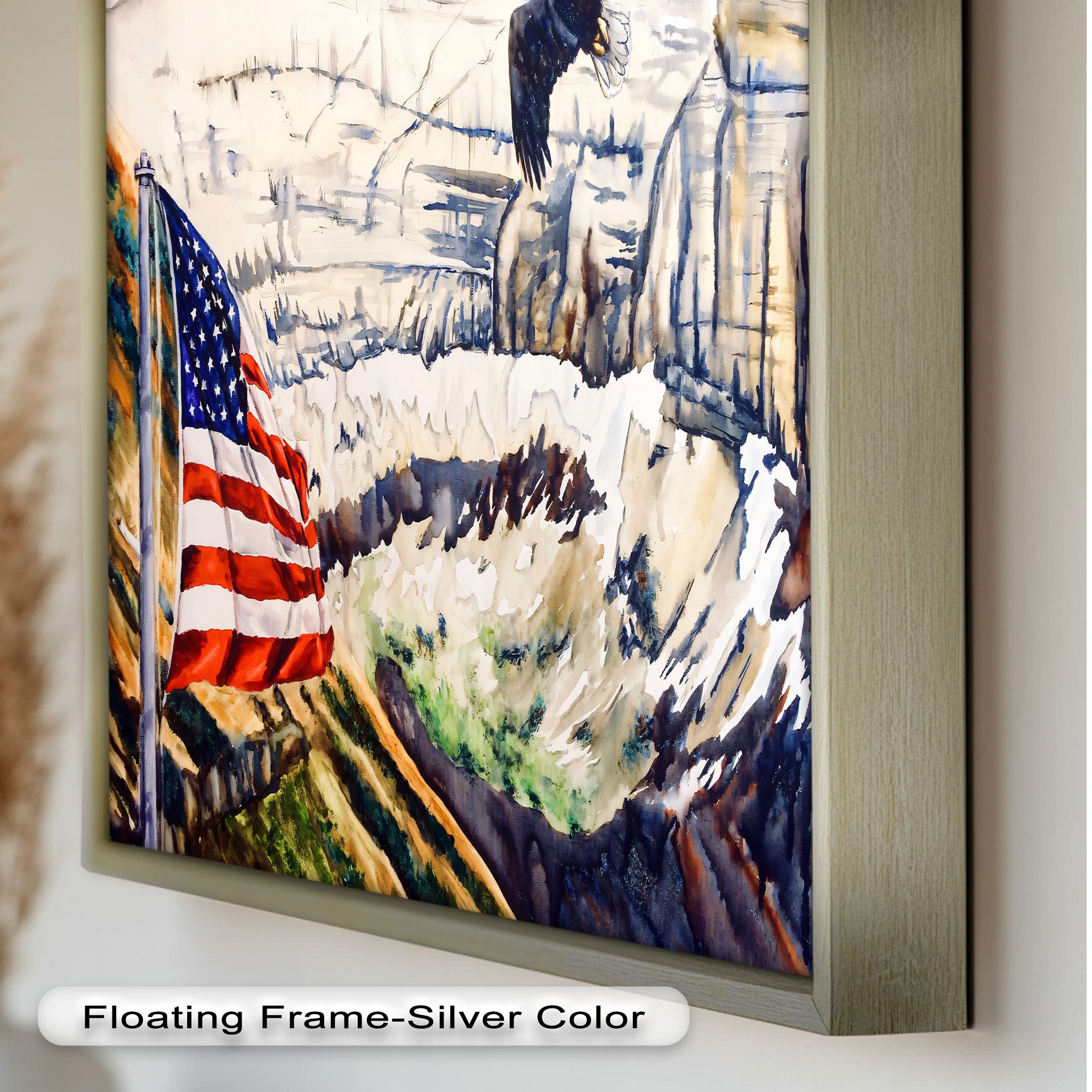 Patriotic Oil Painting of American Flag and Bald Eagle - Perfect for Home Decor, Office Wall Art & Gift for Independence Day