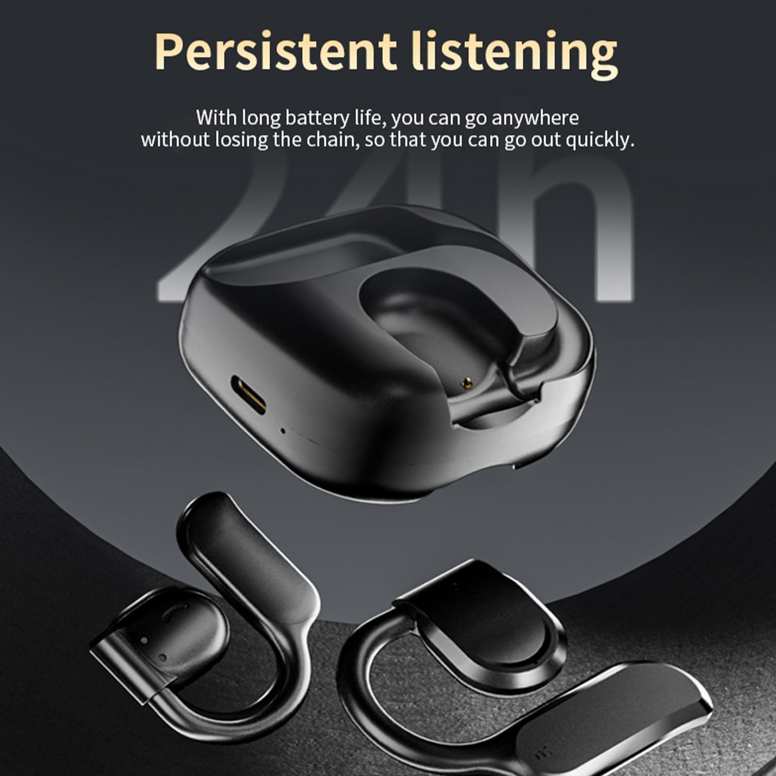 Docooler Earhook Earbuds Wireless Bluetooth 5.4 Headphones - Low Latency Gaming Earbuds with Touch Control, IPX5 Waterproof, Built-in Mic & Charging Case (White/Black) - Perfect for Workouts, Running, Gaming & Hands-Free Calls