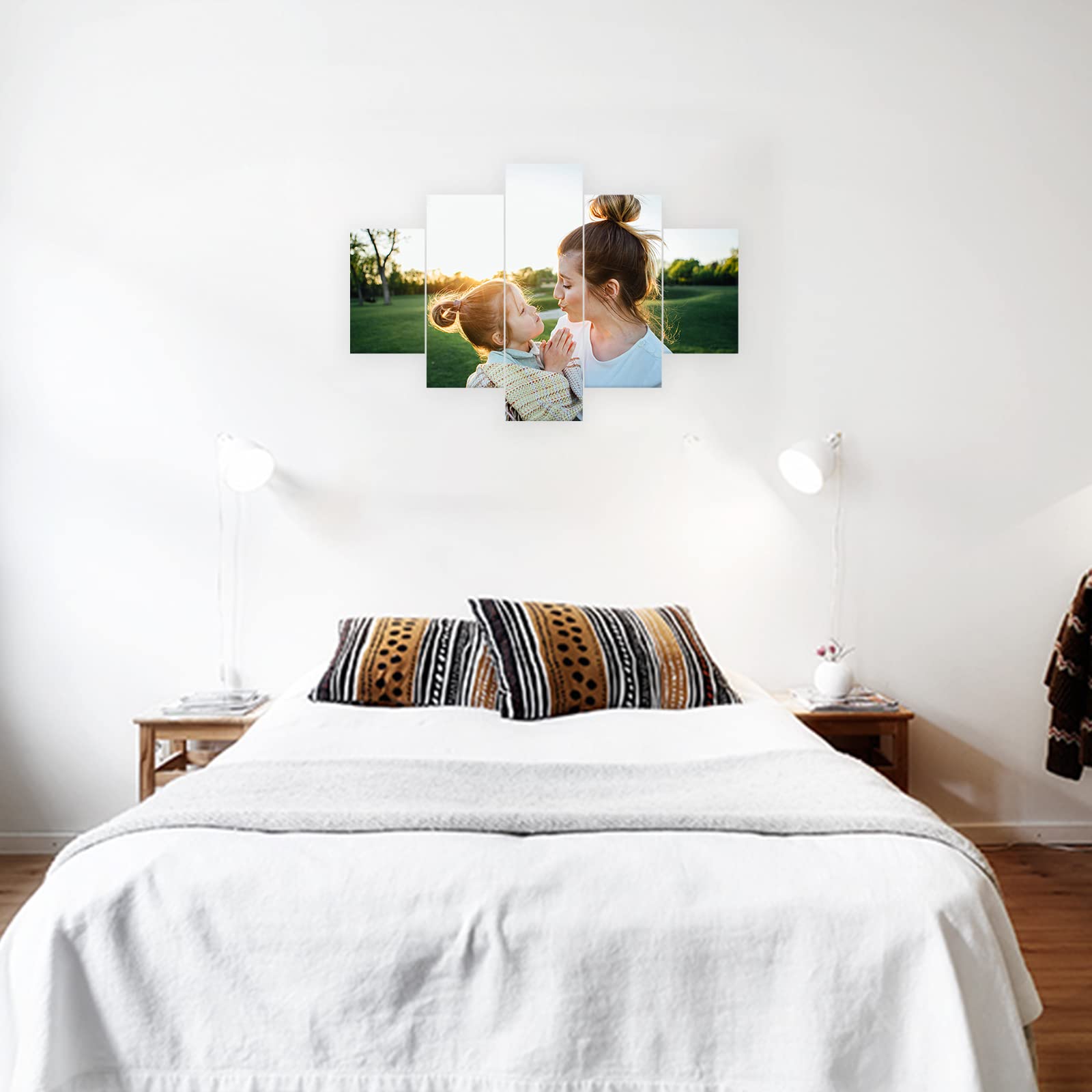 Custom 5 Panel Wall Art with Your Photos - Personalized Canvas Prints, Custom Poster Gifts & Picture Painting - Ready to Hang (12x20in x2, 12x30in x2, 12x40in x1) - Perfect for Home Decor, Office Wall Art & Unique Gift Ideas